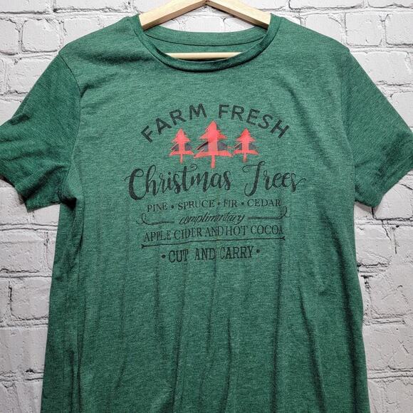 Farm Fresh Christmas Trees Graphic Print Short Sleeve Green Tshirt Size XL - Picture 2 of 10